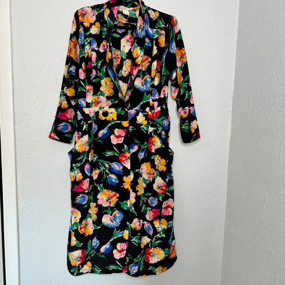 Vintage Take Me Black Floral Button Waist Robe - Picture 1 of 8